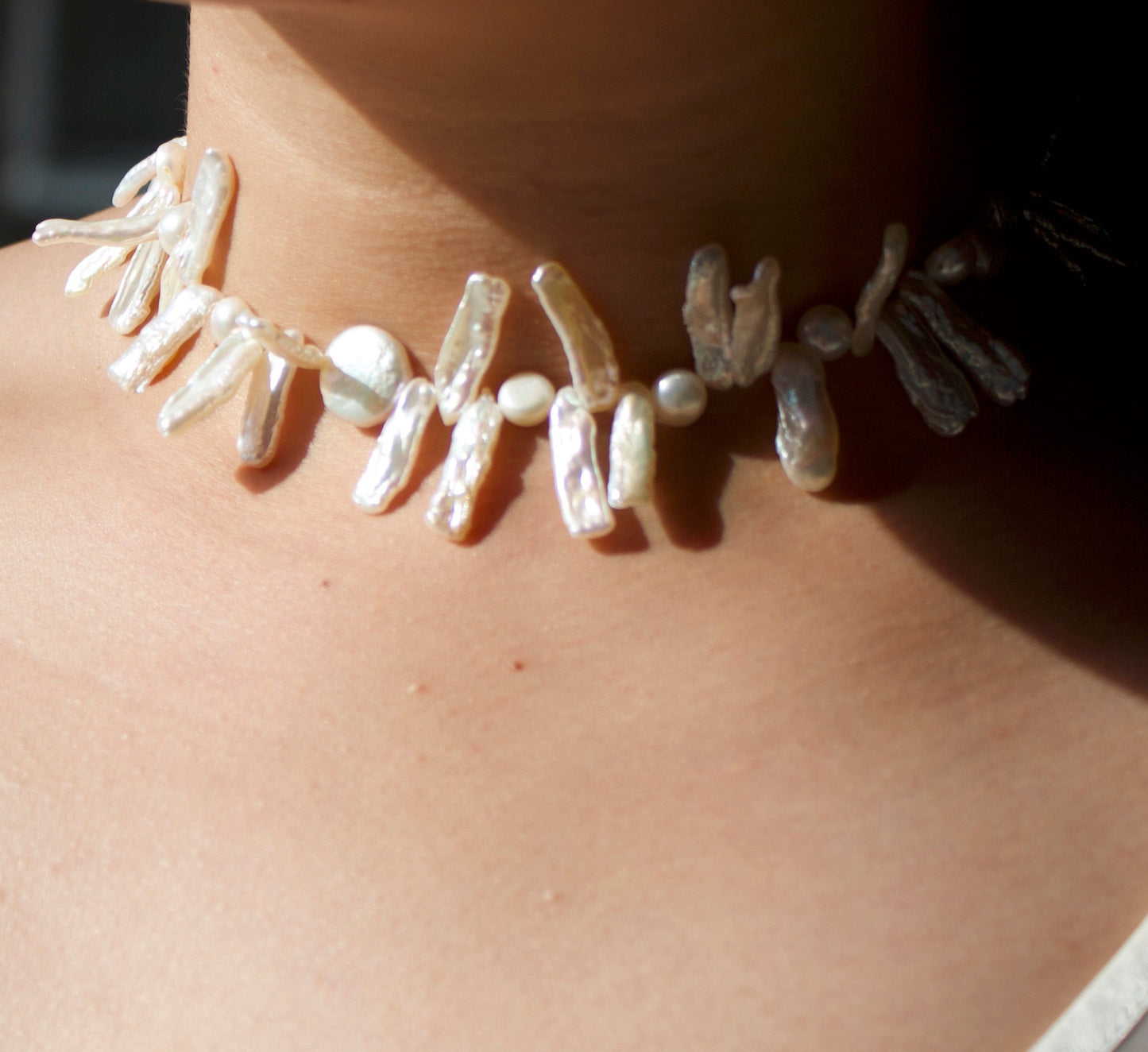 Wavy Fresh Water Pearls Necklace