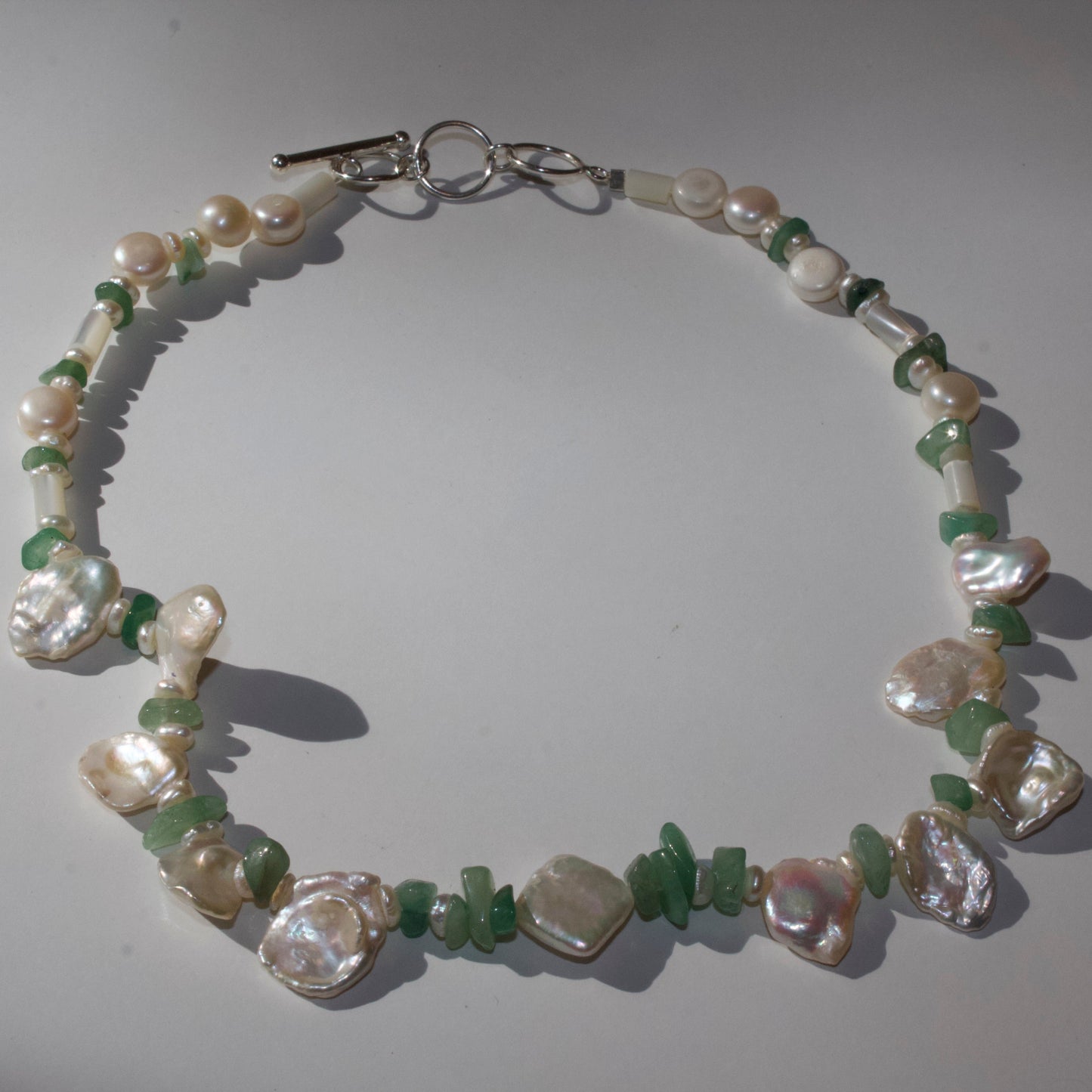 Mint Wave Pearl Necklace